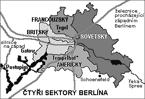 mapa rozděleného Berlína